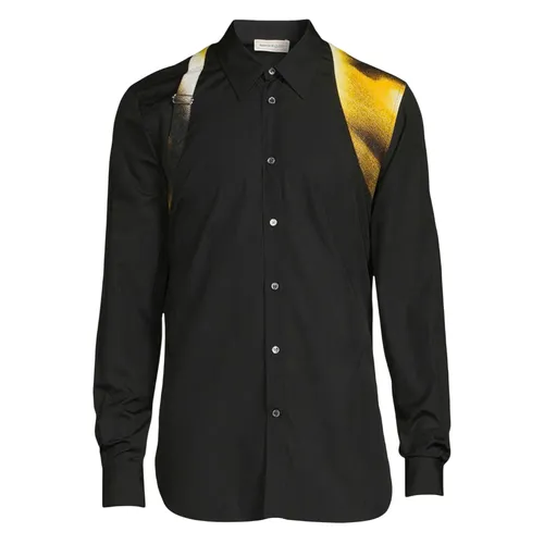Alexander Mcqueen - Áo Sơ Mi Nam Alexander McQueen Poplin Abstract-Print Harness Sport Shirt 710640 Màu Đen Size XXS - Vua Hàng Hiệu