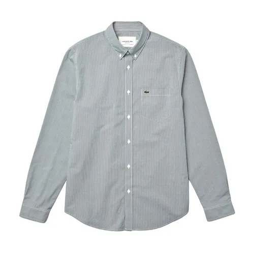 Áo Sơ Mi Nam Lacoste Regular Fit Cotton Poplin Shirt CH2564 737 Kẻ Trắng Xanh Size 38