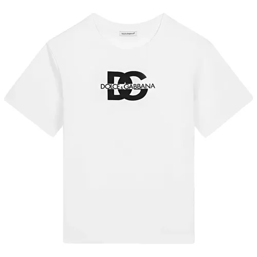 Thời trang - Áo Thun Nam Dolce & Gabbana D&G In White With Logo Printed T-Shirt L4JTEY G7M4H W0800 Màu Trắng Size 14Y - Vua Hàng Hiệu