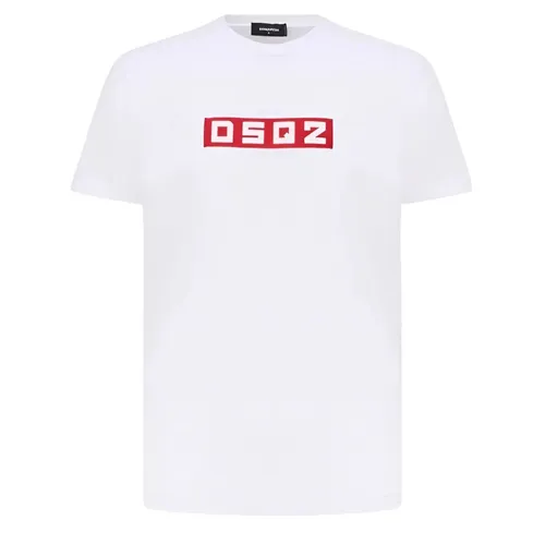 DSquared2 Áo thun - Áo Thun Nam Dsquared2 White With Logo Embroidered T-Shirt S74GD1223 S23009 100 Màu Trắng Size XS - Vua Hàng Hiệu