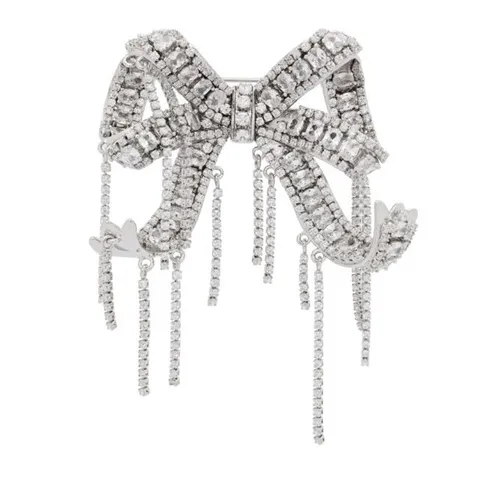 Self-Portrait - Cài Áo Self-Portrait Silver Embellished Bow Brooch Crystal AW24620ASL Màu Bạc - Vua Hàng Hiệu