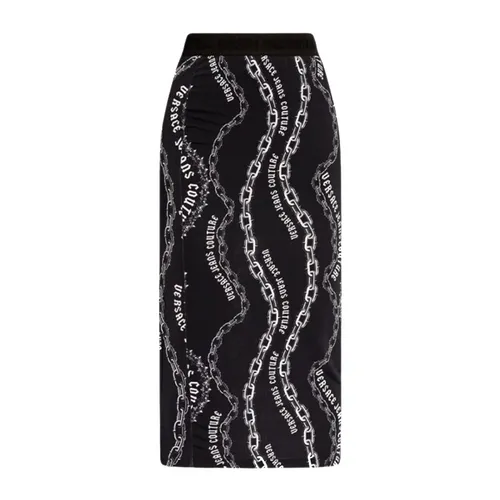 Chân Váy Nữ Versace Jeans Conture In Black With Logo 77HAE8B6 JS416 899 Màu Đen Trắng Size 38