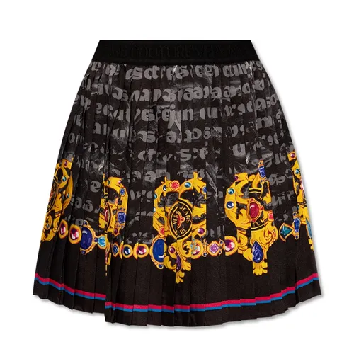 Chân Váy Nữ Versace Jeans Couture Black With Logo Printed Skirt 76HAE8P1NS458G89 Màu Đen Họa Tiết Size 38