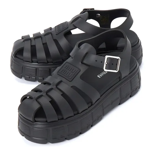 Miu Miu Da cao cấp - Dép Nữ Miu Miu In Black Rubber 5X140E 3LKK F0002 Sandals Màu Đen Size 38 - Vua Hàng Hiệu