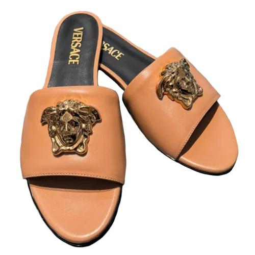 Versace - Dép Nữ Versace Medusa In Brow Leather 1009428 1A02087 1K26V Màu Nâu Size 37 - Vua Hàng Hiệu