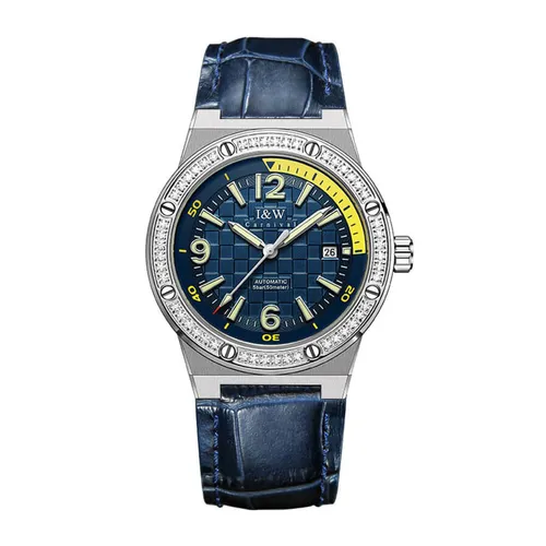Đồng Hồ Nam I&W Carnival Automatic Leather Strap Watch IW661G-DD (IW661G11) Màu Bạc Phối Xanh Navy