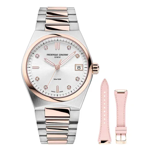 Đồng Hồ Nữ Frederique Constant Highlife Quartz Lady Diamond Watch FC-240VD2NH2B Màu Bạc Vàng Hồng (Kèm Dây Da)
