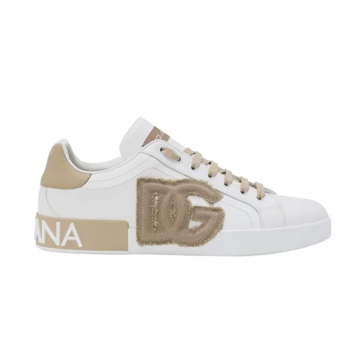 Dolce & Gabbana - Giày Sneaker Nam Dolce & Gabbana D&G Calfskin Portofino Sneakers AT390 Màu Trắng Be Size 5.5 - Vua Hàng Hiệu
