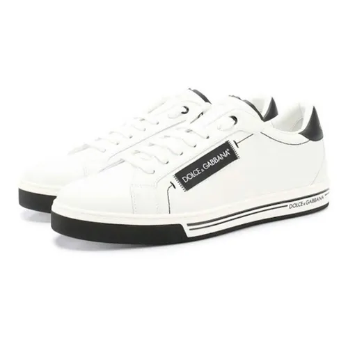 Giày Unisex Sneakers - Giày Sneaker Nam Dolce & Gabbana D&G Leather Sneakers Roma CS1572 Màu Trắng Phối Đen Size 5.5 - Vua Hàng Hiệu