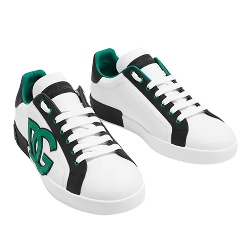 Giày Sneaker Nam Dolce & Gabbana D&G Portofino Spoiler In White Leather CS1772AT396 8D700 Màu Trắng Đen Size 41.5