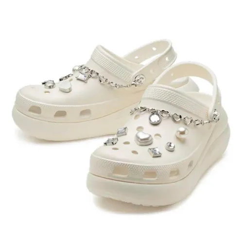 Giày Sục Nữ Crocs Crush Jeweled Klompen Chalk Chalk 210457-0WV Màu Trắng Kem Size 7 US - Giày - Vua Hàng Hiệu