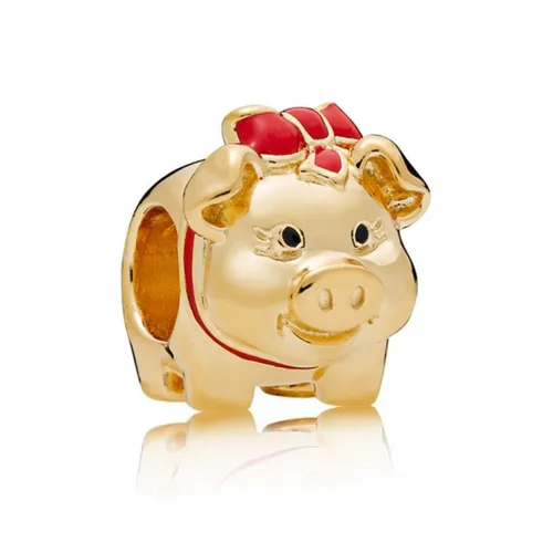 Pandora - Hạt Vòng Charm Pandora Shine Piggy Bank Charm 767815ENMX Màu Vàng Gold - Vua Hàng Hiệu