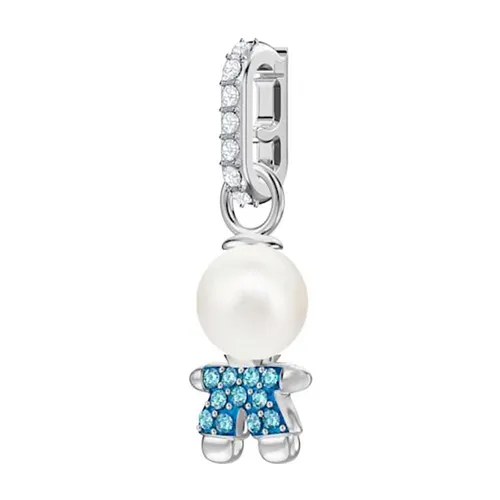 Swarovski Mạ Rhodium, Ngọc trai, Pha lê Áo - Hạt Vòng Charm Swarovski Remix Collection Boy Charm 5468566 Aqua Màu Bạc Phối Xanh - Vua Hàng Hiệu