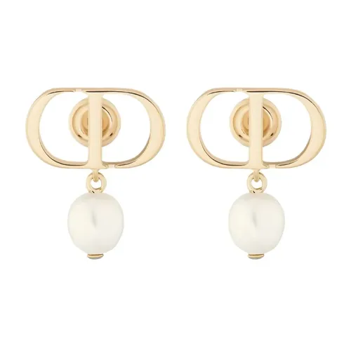 Khuyên Tai Nữ Dior Petit CD Matte Gold Metal And White Resin Pearls Earrings E1520PTCRS_D301 Màu Vàng Gold - Trang sức - Vua Hàng Hiệu