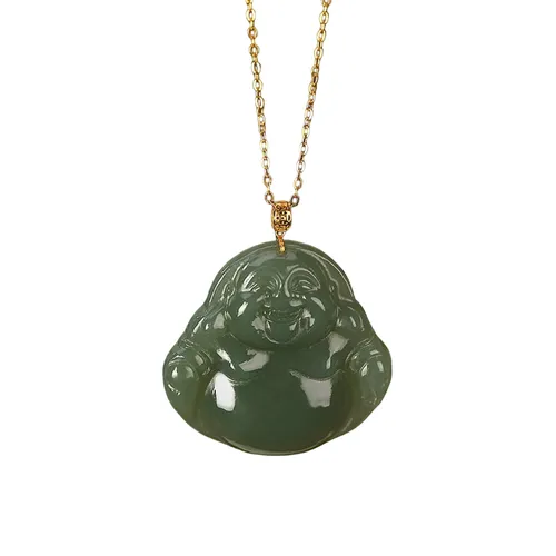 Mặt Dây Chuyền Nữ Lili Jewelry Đá Ngọc Bích Nữ Hình Phật Di Lặc LILI_452639 Màu Xanh Đậm - Trang sức - Vua Hàng Hiệu
