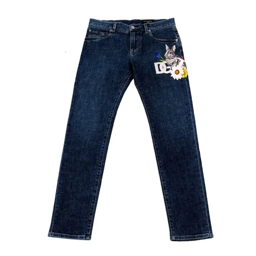 Dolce & Gabbana Quần jeans Vải cao cấp - Quần Jean Dolce & Gabbana D&G Blue Denim With Logo Embroidered I4160M G8IT3 S9001 Màu Xanh Size 46 - Vua Hàng Hiệu