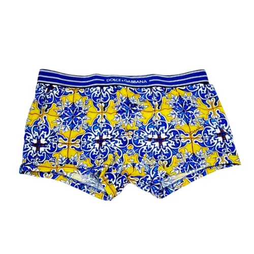 Thời trang - Quần Lót Nam Dolce & Gabbana D&G With Majolica Logo Printed M3A03J HS7BG HG1MR Màu Xanh Vàng Size 4 - Vua Hàng Hiệu