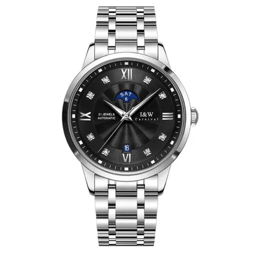 Đồng hồ - Đồng Hồ Nam I&W Carnival IW623G-DT (IW623G5) Automatic Màu Đen Bạc - Vua Hàng Hiệu
