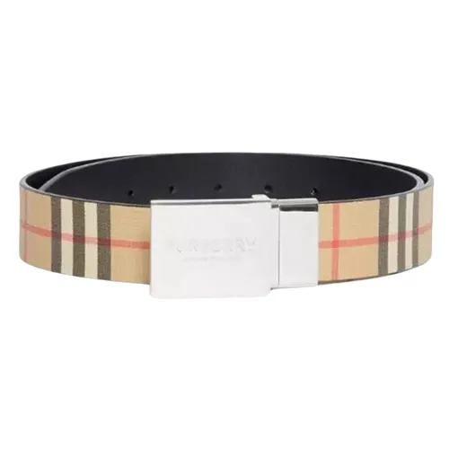 Thắt lưng Burberry - Thắt Lưng Nam Burberry Belt Reversible Plaque Buckle Vintage Printed 80527831 Màu Be Kẻ Size 90 - Vua Hàng Hiệu