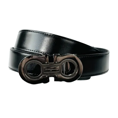Thắt lưng Salvatore Ferragamo - Thắt Lưng Nam Salvatore Ferragamo Silver Logo In Brown Leather Reversible Belt 670128 0752677 Màu Đen Nâu Size 105 - Vua Hàng Hiệu