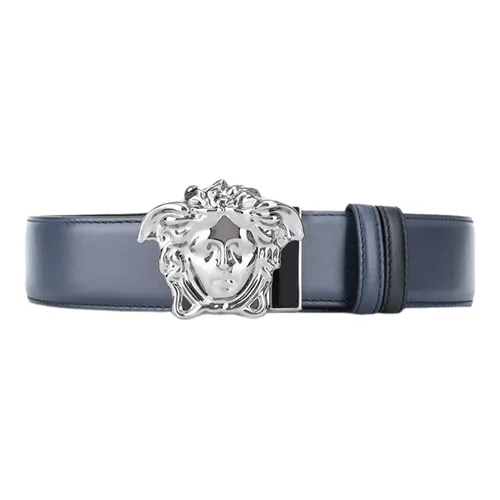 Thắt lưng Versace Nam - Thắt Lưng Nam Versace Leather Logo Medusa Belt 1010325 1A02150 2UC4E Màu Xanh Navy Size 85 - Vua Hàng Hiệu