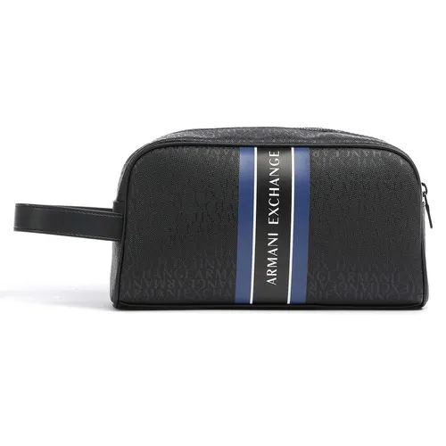 Túi Cầm Tay Nam Armani Exchange  Monogram Logo Toiletry Bag Màu Xanh Dương