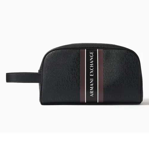 Túi Cầm Tay Nam Armani Exchange  Monogram Logo Toiletry Bag Màu Đỏ Tía