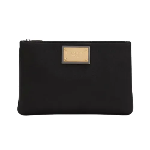 Túi Cầm Tay Nam Dolce & Gabbana D&G In Black Leather With Logo BM2060 AD447 8B956 Màu Đen