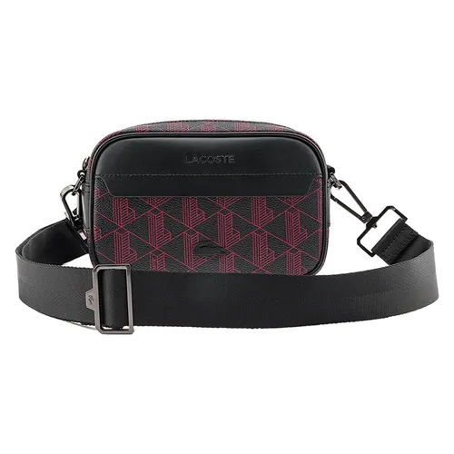 Túi Đeo Chéo Nam Lacoste Allover Monogram Reporter Bag NH3875LX J57 Màu Đen Phối Đỏ