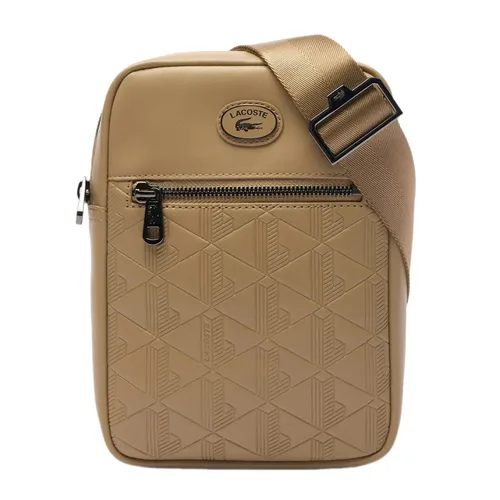 Túi Đeo Chéo Nam Lacoste Men's Leather Monogram Print Vertical Satchel NH4486 C87 Màu Be