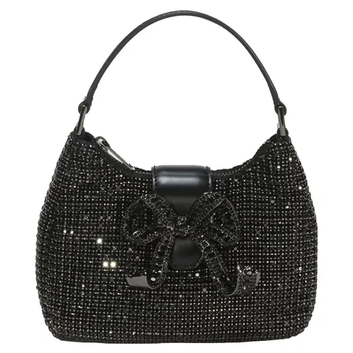 Túi Xách Tay Nữ Self-Portrait Diamante Crescent Bow SS24-314-B Black Màu Đen