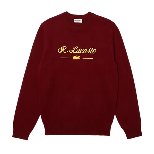 Thời trang - Áo Len Lacoste Men's Crew Neck Embroidered Lettered Wool And Cotton AH6782 Z7F Màu Đỏ Thẫm - Vua Hàng Hiệu