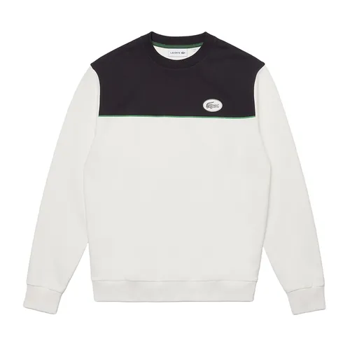 Thời trang - Áo Nỉ Nam Lacoste Heritage Badge Colourblock Cotton Fleece Sweatshirt SH0173 GA3 Màu Trắng Size 4 - Vua Hàng Hiệu