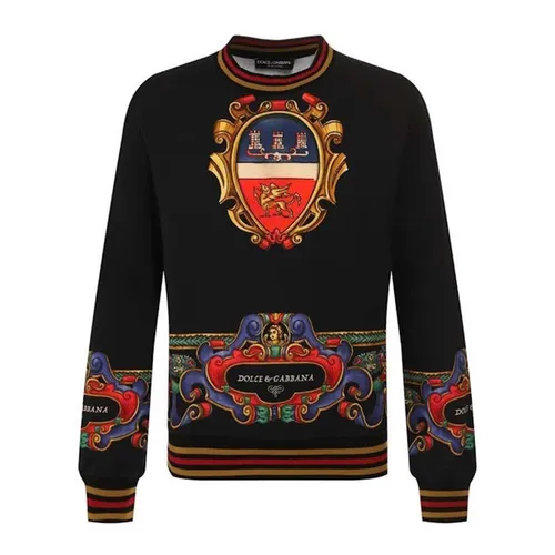 Áo Nỉ Sweater Nam Dolce & Gabbana D&G Sweatshirt Họa Tiết G9OW6T Màu Đen Size 48