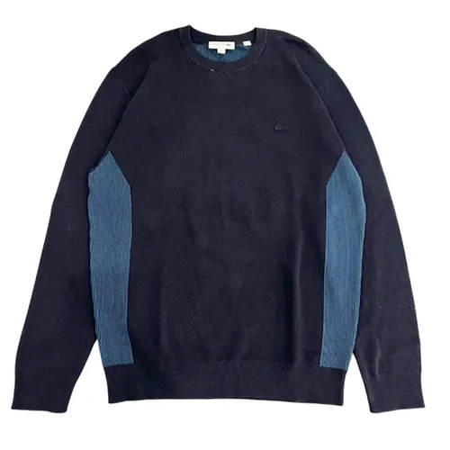 Thời trang - Áo Nỉ Sweater Nam Lacoste Men's Contrast Effects Knit AH4687 UNE Màu Xanh Navy Size M - Vua Hàng Hiệu