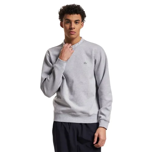 Thời trang Lacoste Áo nỉ - Áo Nỉ Sweater Nam Lacoste Men's Jacquard Mock Neck Tex Pullover SH5690-99 Màu Xám - Vua Hàng Hiệu