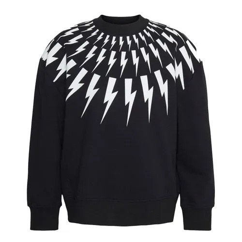 Neil Barrett - Áo Nỉ Sweater Nam Neil Barrett Cotton Lightning Bolt Sweatshirt BJS452S Màu Đen Size S - Vua Hàng Hiệu