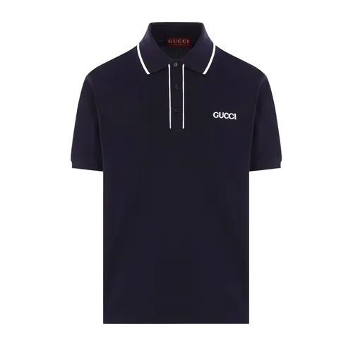 Áo Polo Nam Gucci With Logo Embroidered - 806250 XJG3G 4003 Màu Xanh Navy Size S