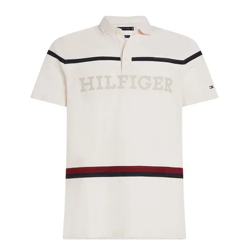Áo Polo Nam Tommy Hilfiger Regular Fit Hilfiger Monotype Stripe 78JA885 100 Màu Trắng Size XS