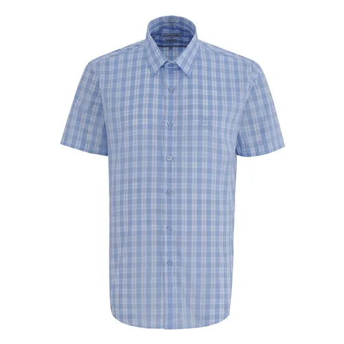 Giovanni - Áo Sơ Mi Cộc Tay Nam Giovanni GSS0136-1LB Kẻ Caro Màu Xanh Nhạt Size S - Vua Hàng Hiệu