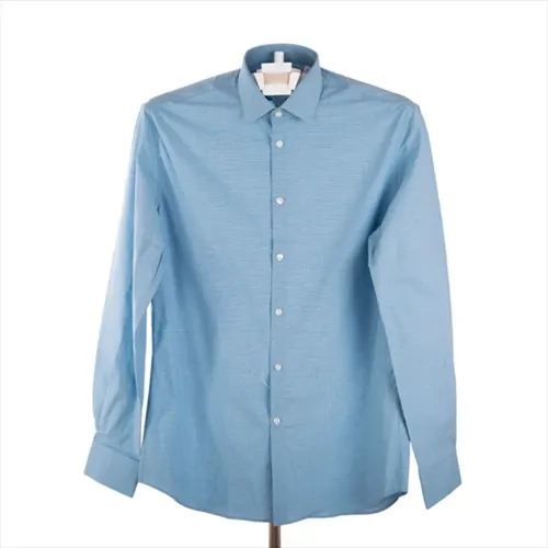 Thời trang - Áo Sơ Mi Nam Saks Fifth Avenue Slim Fit Caro Chìm Shirt 100972 28FW027403 Màu Xanh Dương Size 42 - Vua Hàng Hiệu