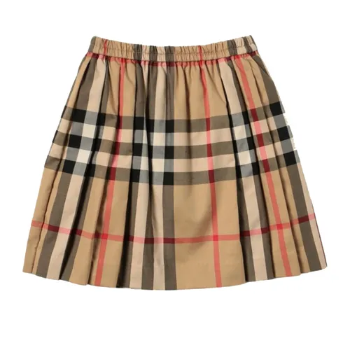 Thời trang - Chân Váy Burberry Check Plated Printed - 8039522 Màu Nâu Size 12Y - Vua Hàng Hiệu