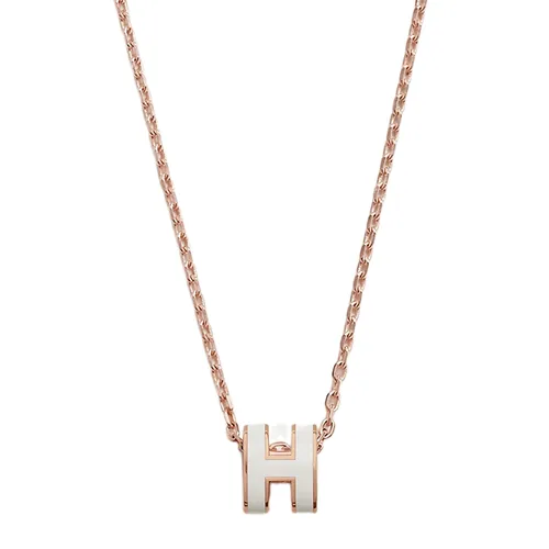 Trang sức - Dây Chuyền Nữ Hermès Mini Pop H Pendant H147992FO49 Blanc Màu Trắng/ Vàng Hồng - Vua Hàng Hiệu