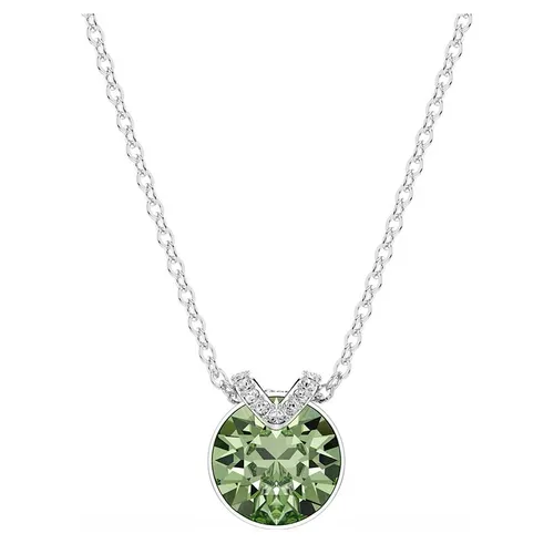Dây Chuyền Nữ Swarovski Bella V Pendant Round Cut, Green, Rhodium Plated 5724285 Màu Bạc/Xanh Lá