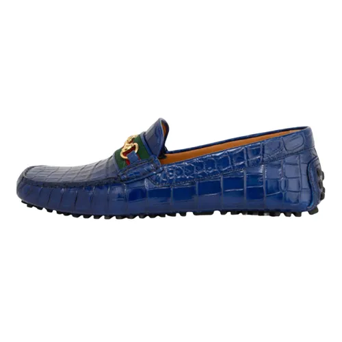 Giày Xanh - Giày Lười Nam Gucci GG Crocodile Blue Leather - 661355 L2410 4570 Màu Xanh Size 6.5 - Vua Hàng Hiệu