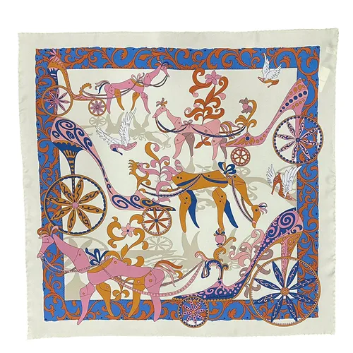 Thời trang Salvatore Ferragamo - Khăn Lụa Nữ Salvatore Ferragamo Print Silk Scarf Màu Kem Họa Tiết - Vua Hàng Hiệu