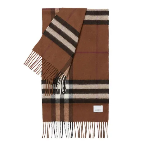 Burberry - Khăn Quàng Cổ Burberry Classic Check Fringed Scarf Birch Brown 8037147 2 Màu Nâu Kẻ - Vua Hàng Hiệu