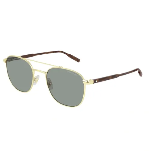 Kính Mát Nam Montblanc Sunglasses MB0114S 003 Màu Xanh Green/Gold - Kính mắt - Vua Hàng Hiệu