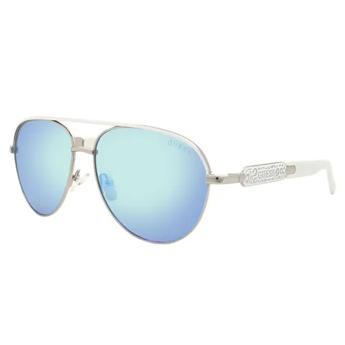 Kính Mát Nữ Guess Blue Mirror Pilot Ladies Sunglasses GF0287 06X 57 Màu Bạc Xanh