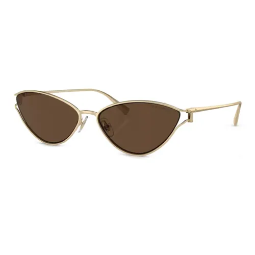 Tiffany & Co. - Kính Mát Nữ Tiffany & Co Cat Eye Frame Tinted Lenses Sunglasses 0TF3095 61933G61 Màu Vàng Nâu - Vua Hàng Hiệu